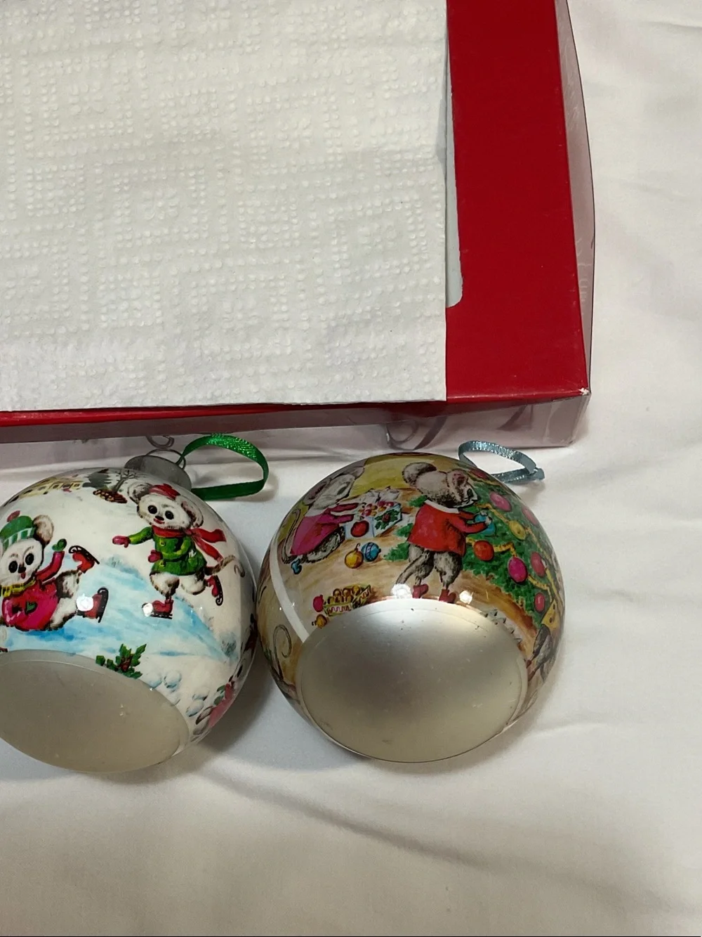 Vintage Mouse Holiday Glass Ornaments — Set of 3
